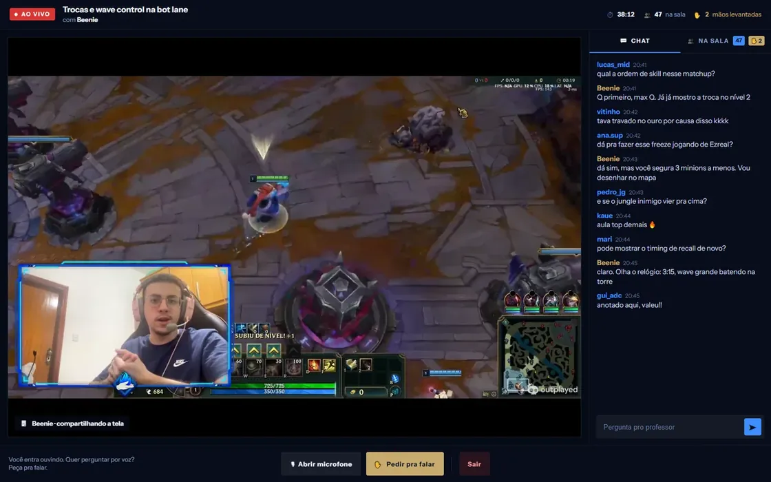 Plataforma VIP no computador: Aulas ao vivo toda semana