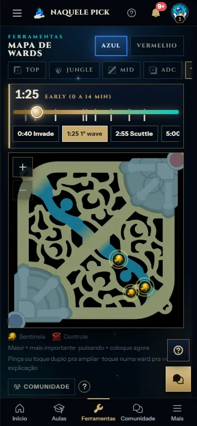 Plataforma VIP no celular: Mapa de wards